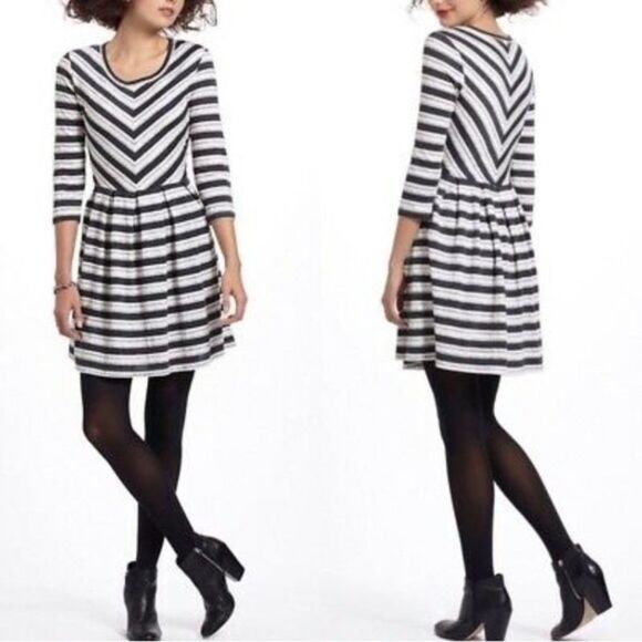 Anthropologie Puella New Chevron skater Dress XS - Picture 1 of 12